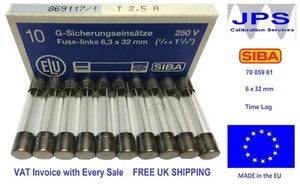 T2,5A250V 70 059 61 2,5A 250V Time Lag Slow Blow Glassicherung 6x32mm x5/10 JPSF367 - Bild 1 von 4