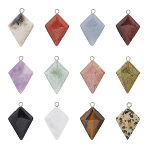 1box 12pcs 12styles Natural Pendants Kite Charms with Stainless Steel color Tone - Picture 1 of 6