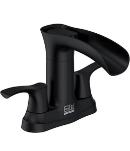 Gear Walker Waterfall Faucet • Double Handle • 4" • 2-3 Hole • Matte Black • NIB - Picture 1 of 4