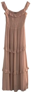 Ruffle Maxi Dress Petal Pink L Babydoll Tiered Cottage Boho Beach Fairy Western - Picture 1 of 15