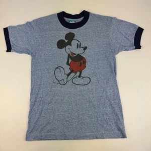 Vintage Mens Size M Disney Character Fashions Mickey Mouse Ringer Blue T-Shirt - Picture 1 of 7