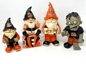 (C) 3 NFL Bengals Gnomes and 1 Bengals Zombie Figures - Picture 1 of 14