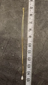 Goldfarbene Halskette Damen zierliche Perle Tropfen Anhänger Zirkonia Kette 15 Zoll - Bild 1 von 5