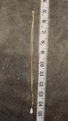 Collar en tono dorado para mujer delicado colgante de perlas cadena de circonitas cúbicas 15 pulgadas Foto 1 de 4