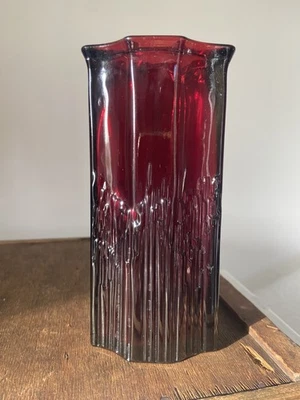 Retro Avon Dark Red Cranberry Glass Dahlia Vase 1960'S Vintage  - image 1 of 4