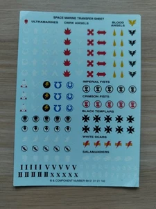 Space Marine Transfers Decal Sheet Warhammer 40k - Picture 1 of 1