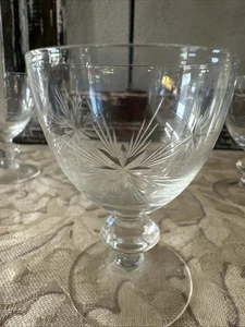 Vintage Mid Century MCM Starburst Hand Blown Pedestal Glasses Set of 5 Height 3” - Picture 1 of 4
