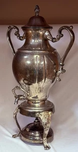 Vintage Art Nouveau Silver Plated Samovar Teapot Coffee Urn W/ warmer burner - Picture 1 of 10