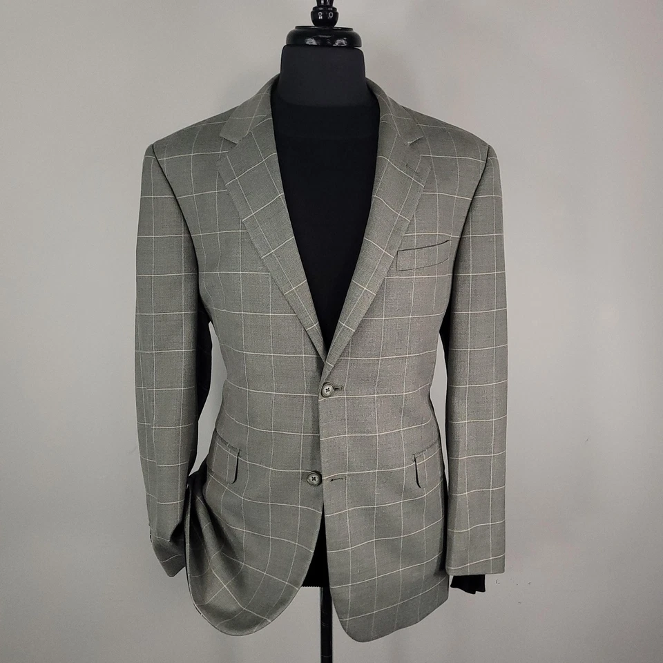 Blazer Paul Fredrick Para Hombres 42R Oliva Ventana Lana Seda Dos Botones RFM300J Foto 1 de 4