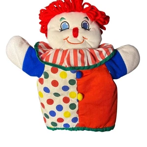 VTG Cute Nostalgic 1995 Clown Puppet by Kid II Polka Dot Colorful Yarn Hair - Picture 1 of 6