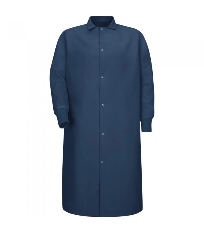 Navy Blue lab coat gown with cuffs, Gripper-Front Pocketless - Image 1 of 1