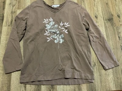 Camisa Fresh Produce, para mujer talla pequeña, marrón, floral, manga larga Foto 1 de 4