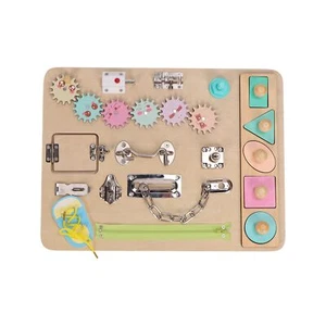 Wooden Sensory Activity Board With Key And Lock Latches Zip Up Gears Sensory GSA - Picture 1 of 18