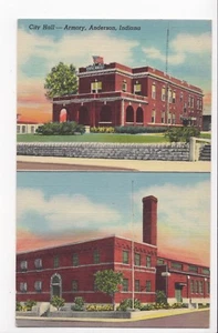 Vintage Postcard Anderson Indiana City Hall Armory Multiview Linen - Picture 1 of 4