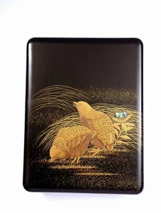 Vintage Japanese Makie Lacquer Mother Pearl Inlay Box Bird - Picture 1 of 10