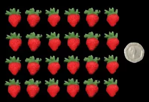 24 x edible 3D Strawberries, cake, cupcake toppers decorations - Picture 1 of 33