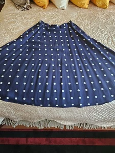 Vintage Navy Skirt With White Polka dots. - Picture 1 of 5