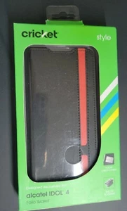 Alcatel IDOL 4 Smartphone Case Cricket Wireless Folio Wallet Cover NIB Black/Red - Picture 1 of 9