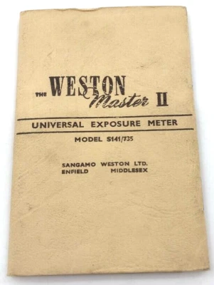 Manual Weston Master II Medidor de exposición universal S141/735 Reino Unido Libro de instrucciones  Foto 1 de 4