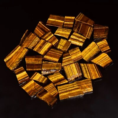 Natural Tiger's Eye Slice Rough Gemstone Raw Tiger Eye Stone Small Slab - Image 1 of 4