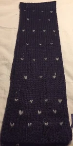 Rebecca Minkfoff Wool Blend Scarf Navy with Hearts - Picture 1 of 5