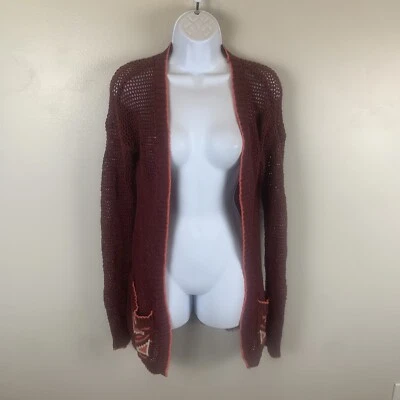 BKE Cardigan Sweater Womens Small Knit Open Front Long Slv Crochet Festival Boho - Изображение 1 из 4