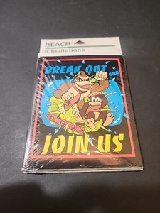 Vintage Nintendo Donkey Kong Party Invitations 8 Envelopes Sealed Breakout  - Picture 1 of 4