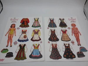 2 Pages Bunad by Damm Paper Dolls UNCUT 6.25" Dolls 2 Dolls Cardstock Paper - Picture 1 of 4