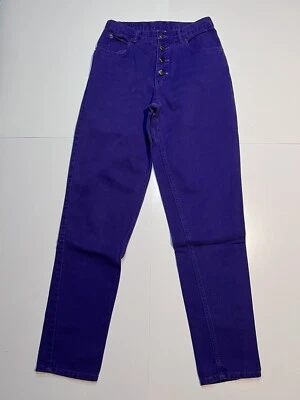 JEANS MAMÁ MORADOS CINTURA ALTA TRÁFICO AÑOS 80 VINTAGE TALLA 27X30 Foto 1 de 4