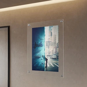 18"x24" Clear Acrylic Wall Mount Floating Frameless Double Panel Picture Frame - Picture 1 of 20
