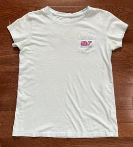 Vineyard Vines girl t-shirt mint green star whale pocket short sleeve L 14 EUC - Picture 1 of 4