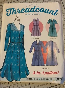 Threadcount Sewing Pattern Tea Dress Size 8 - 16 Uncut Woven Fabric Beginner - Picture 1 of 10