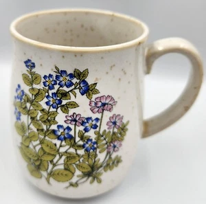 Purple Flower decorated ceramic stoneware tea/coffee cup  - Picture 1 of 4