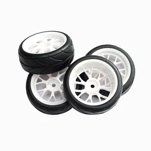 4 Stck. 12 mm Nabe Radfelge Gummireifen Reifen für 1/10 RC On Road Touren Drift Auto - Bild 1 von 6