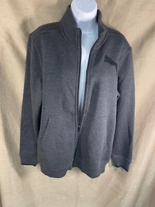 Puma Mens Fleece Track Jacket Dark Gray Heather S NWT Zip Up Cotton Poly Blend - Picture 1 of 19