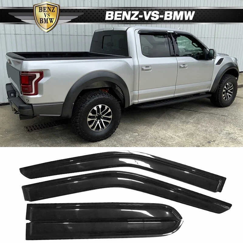 Fits 15-25 Ford F150 Crew Cab/17-25 F250 to F450 Window Visor Rain Guard Acrylic - Image 1 of 4