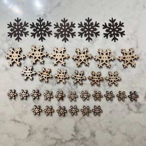 "34 piezas adornos de copo de nieve de madera de haya y hojalata sin terminar 1,5"" - 9/16""" - Imagen 1 de 2