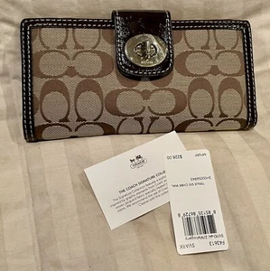 Coach Signature Khaki Mahagoni Geldbörse Scheckbuch Clutch Original $228 - Bild 1 von 6