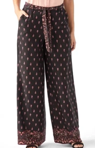 JustFab Printed Wide Leg Palazzo Pants Plus Size 2X Black Just Fab NWT $56.95 - Picture 1 of 6