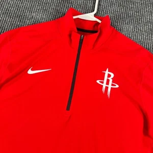 Houston Rockets Pullover Shirt Mens Large Tall LT Red Long Sleeve Nike 1/4 Zip - Picture 1 of 15