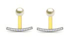 0.60ct Diamond 14k Yellow Gold Duo Pearl Jacket Earrings 
