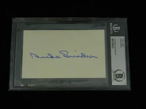 Duke Snider d. 2011 Signed 3x5 Index Card Beckett Encapsulated MLB HOF Dodgers - Picture 1 of 1