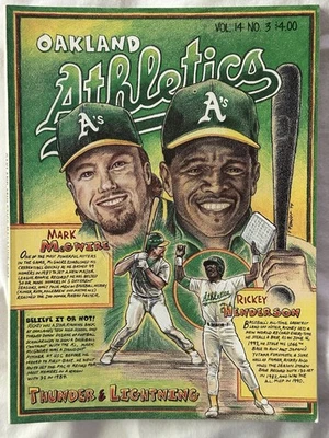 OAKLAND ATHLETICS MAGAZINE PROGRAM RICKEY HENDERSON/MARK MCGWIRE COVER 1994 NMNT - Image 1 of 4
