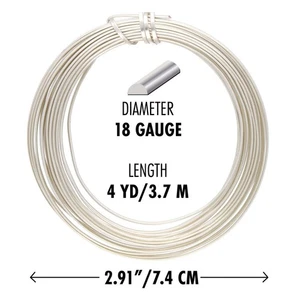 Wire, 4 Yards Silver Plated Copper HALF Round 18 Gauge Wrapping Wire - Picture 1 of 6