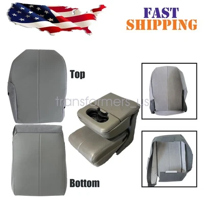 2PCS For 1999-2010 Ford F250 F350 F450 F550 Front Jump Seat Leather Cover Gray - Image 1 of 4
