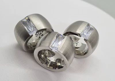 Edelstahl Ring Extra Breit mit Zirkonia Strass Stein Gr 17 Hingucker - Bild 1 von 4