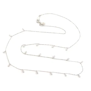 18k White Gold Diamond Drop Station Necklace Minimalist Jewelry Gift For Women - Picture 1 of 6