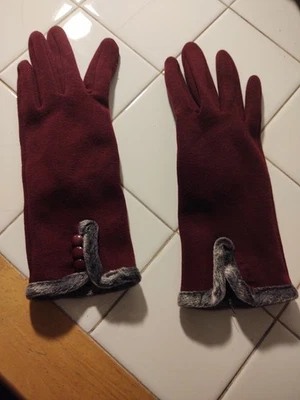 Guantes de conducción de lana borgoña talla única para mujer guantes de invierno cálidos Foto 1 de 4