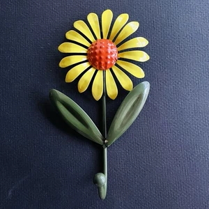Heller Vintage Wandhaken Metall Gänseblümchen Blume 70er 80er Deko - Bild 1 von 3