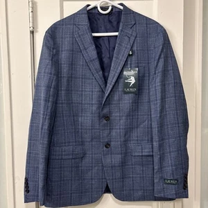 Blazer Lauren Ralph Lauren uomo vestibilità classica ultraflex elasticizzato a quadri 42R blu grigio - Foto 1 di 15